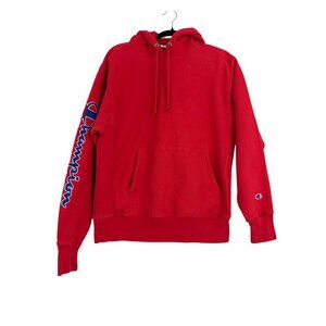 Champion‎ Reverse Weave Hoodie Men's Medium Vintage 90's Logo Sweatshirt Red